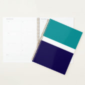 Blauwgroen Wit Blauw Plain Kleurblok Ontwerp Planner (Display)