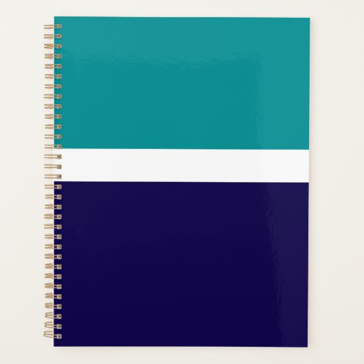 Blauwgroen Wit Blauw Plain Kleurblok Ontwerp Planner (Voorkant)
