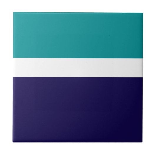 Blauwgroen Wit Blauw Plain Kleurblok Ontwerp Tegeltje (Voorkant)