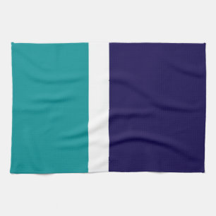 Blauwgroen Wit Blauw Plain Kleurblok Ontwerp Theedoek