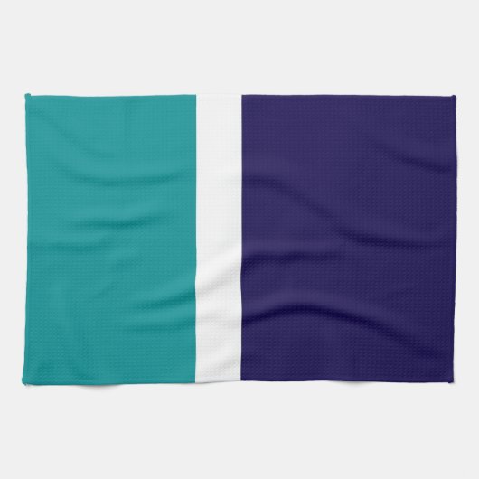 Blauwgroen Wit Blauw Plain Kleurblok Ontwerp Theedoek (Horizontaal)