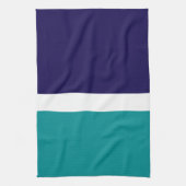 Blauwgroen Wit Blauw Plain Kleurblok Ontwerp Theedoek (Verticaal)