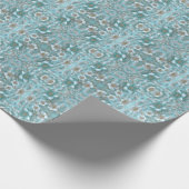 Blauwgroen wit bloemeninpakpapier cadeaupapier (Hoek)