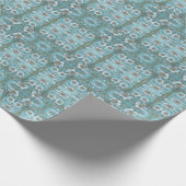 Blauwgroen wit bloemeninpakpapier cadeaupapier (Hoek)