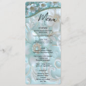 Blauwgroen wit bloemenmenu menu (Voorkant)