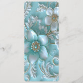 Blauwgroen wit bloemenmenu menu (Achterkant)