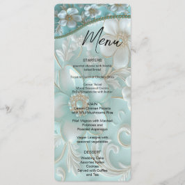 Blauwgroen wit bloemenmenu menu