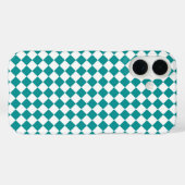 Blauwgroen wit checker diamantpatroon Case-Mate iPhone case (Achterkant (horizontaal))