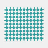 Blauwgroen wit checker diamantpatroon fleece deken (Voorkant (Horizontaal))
