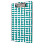 Blauwgroen wit checker diamantpatroon klembord (Links)