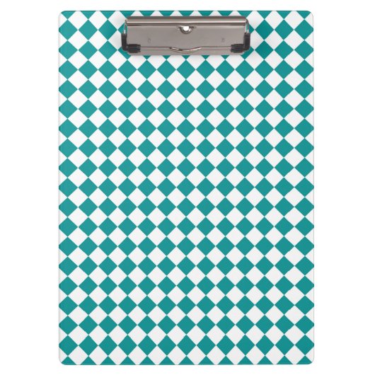 Blauwgroen wit checker diamantpatroon klembord (Voorkant)
