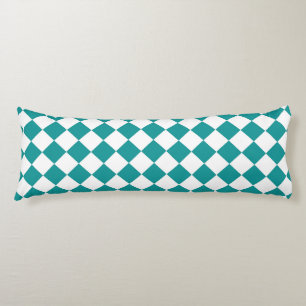 Blauwgroen wit checker diamantpatroon lichaamskussen