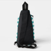 Blauwgroen wit checker diamantpatroon sling bag (Achterkant)