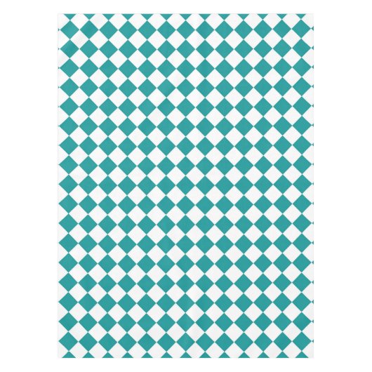 Blauwgroen wit checker diamantpatroon tafelkleed (Voorkant)