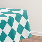 Blauwgroen wit checker diamantpatroon tafelkleed (Voorbeeld)