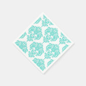 Blauwgroen & Wit Damask Vintage bruiloft Event Par Servetten (Hoek)