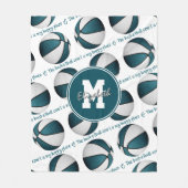 blauwgroen wit De basketbal rechtbank is mijn gelu Fleece Deken (Voorkant)