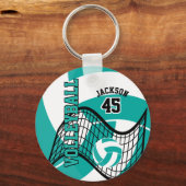 Blauwgroen, wit en zwart Volleybalontwerp Sleutelhanger (Voorkant)