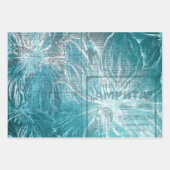 Blauwgroen wit flessenpatroon Glitter Sparkle Inpakpapier Vel (Voorkant 3)