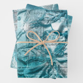  Blauwgroen wit flessenpatroon Glitter Sparkle Inpakpapier Vel (In situ)