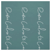 blauwgroen wit Frans script kalm houden en doorgaa Stof (Swatch)