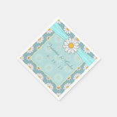 Blauwgroen Wit Geel Daisy Bloemen Huwelijk Servetten (Hoek)