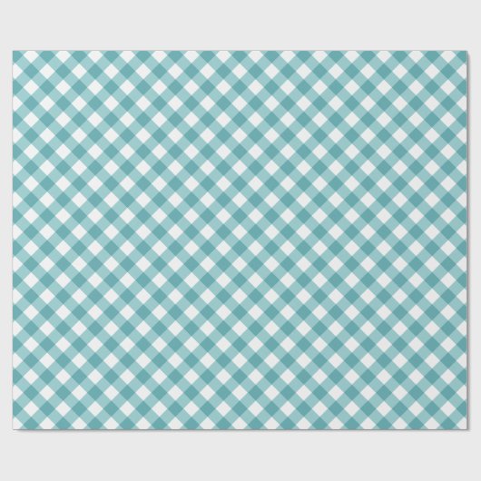 Blauwgroen wit Gingham Pset Patroon Cadeaupapier (Vlak)