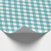 Blauwgroen wit Gingham Pset Patroon Cadeaupapier (Hoek)