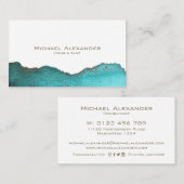 Blauwgroen Wit Goud Custom Uniek Visitekaartje (Voorkant / Achterkant)