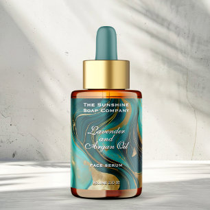 Blauwgroen Wit Goud Marmeren Cosmetica Dropper Fle Etiket