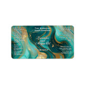 Blauwgroen Wit Goud Marmeren Cosmetica Dropper Fle Etiket (Voorkant)