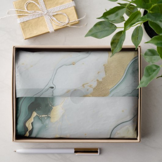 Blauwgroen wit gouden marmeren ontkoppeling tissuepapier (Geschenk)
