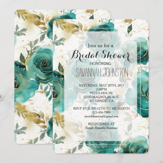 Blauwgroen wit gouden Vrijgezellenfeest Kaart (Voorkant / Achterkant)