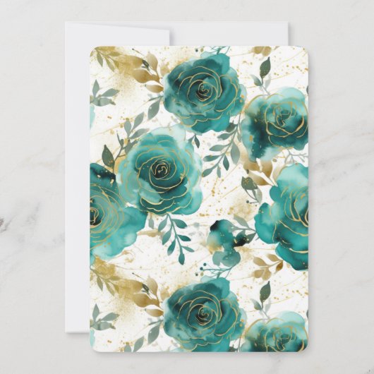 Blauwgroen wit gouden Vrijgezellenfeest Kaart (Achterkant)