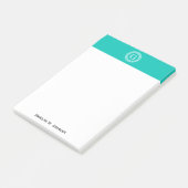 Blauwgroen wit grieks sleutel rond Lijst Initiaal Post-it® Notes (Schuin)