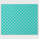 Blauwgroen wit groot Fancy Quatrefoliepatroon Cadeaupapier (Vlak)