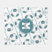 blauwgroen wit Het voetbalveld is mijn gelukkige p Fleece Deken (Voorkant (Horizontaal))