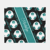 blauwgroen wit Ik hou van tekstpatroon voetbal Fleece Deken (Voorkant (Horizontaal))