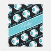 blauwgroen wit Ik hou van tekstpatroon voetbal Fleece Deken (Voorkant)