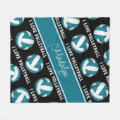 blauwgroen wit Ik hou van volleybal, speciaal gepe Fleece Deken (Voorkant (Horizontaal))