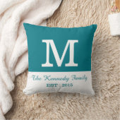 Blauwgroen wit kleurenblok Omkeerbare familiemonog Kussen (Deken)