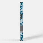 Blauwgroen wit kleurenbord Damask Patroon Case-Mate iPhone Case (Achterkant / Rechts)