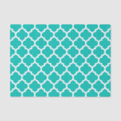Blauwgroen wit Marokkaans Quatrefoil Trellis Patte Tissuepapier (Voorkant)