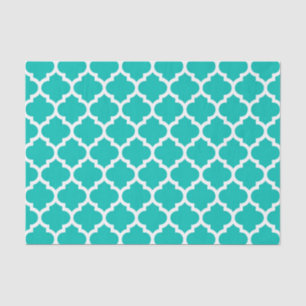 Blauwgroen wit Marokkaans Quatrefoil Trellis Patte Tissuepapier