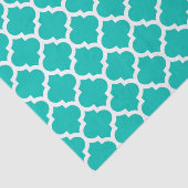 Blauwgroen wit Marokkaans Quatrefoil Trellis Patte Tissuepapier (Detail)