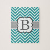 Blauwgroen wit monogram letter B Chevron Legpuzzel (Verticaal)