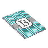 Blauwgroen wit monogram letter B Chevron Notitieboek (Rechterzijde)