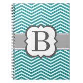 Blauwgroen wit monogram letter B Chevron Notitieboek (Voorkant)