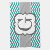 Blauwgroen wit monogram Letter G Chevron Theedoek (Verticaal)