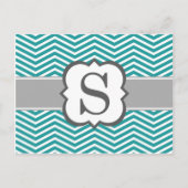 Blauwgroen wit monogram letter S Chevron Briefkaart (Voorkant)